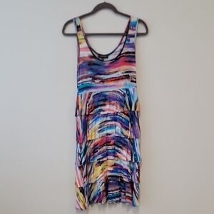 Spense Colorful Abstract Tiered Dress